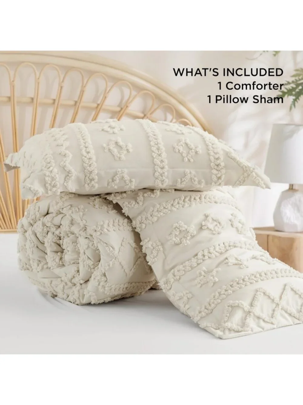 Boho Tufted Twin Comforter Set - Beige Bedroom Decor & Cozy Bedding Essentials